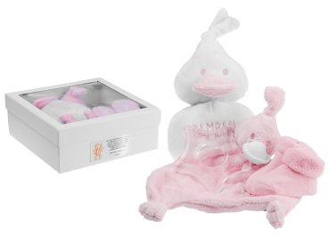 Giftbox różowy gryzak i przytulanka