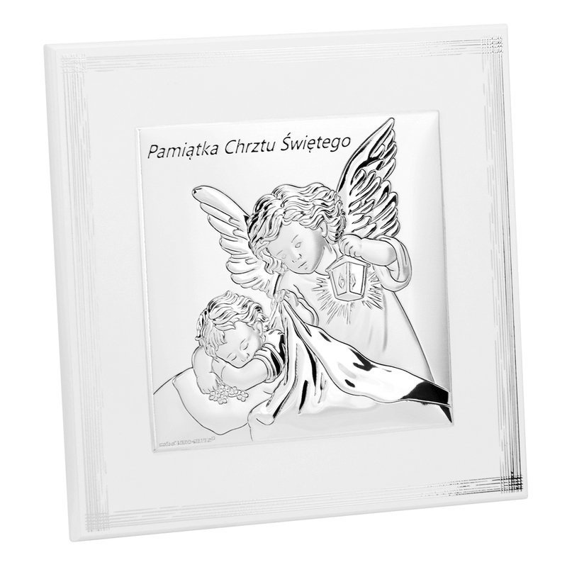 Obrazek Aniołek z latarenką Pamiątka Chrztu Świętego 24 x 24 cm
