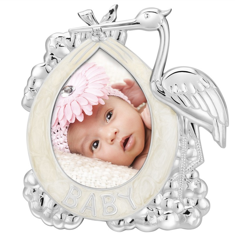 Ramka na zdjęcie z bocianem / Prezent na chrzest.