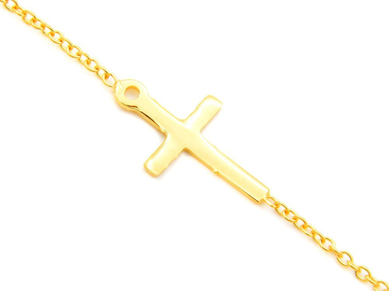 Bransoletka Srebro pr.925 z krzyżykiem, pozłacana 17-19,5 cm