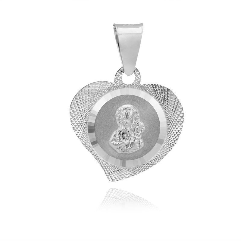 Srebrny medalik Matka Boska Częstochowska W Sercu