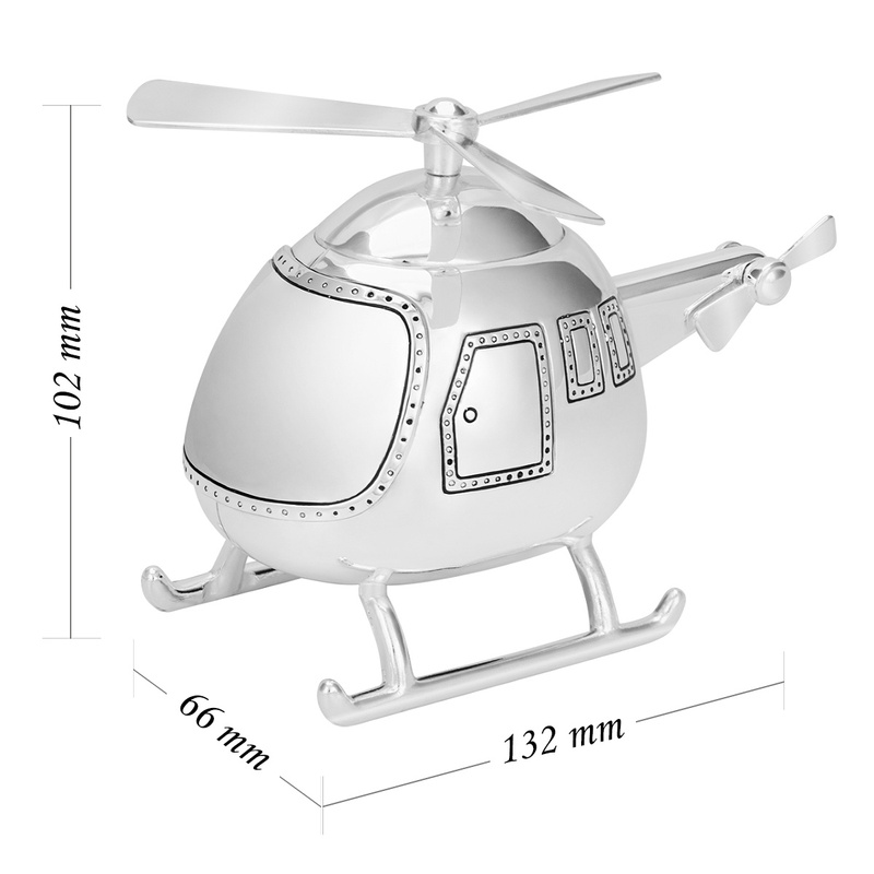 Posrebrzana skarbonka helikopter