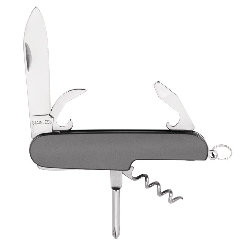 Scyzoryk nierdzewny - 5 funkcji, szary