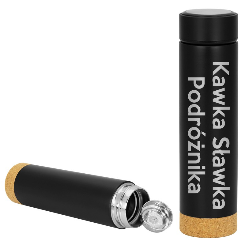 Termos 450 ml / Czarny z podstawą korkową.