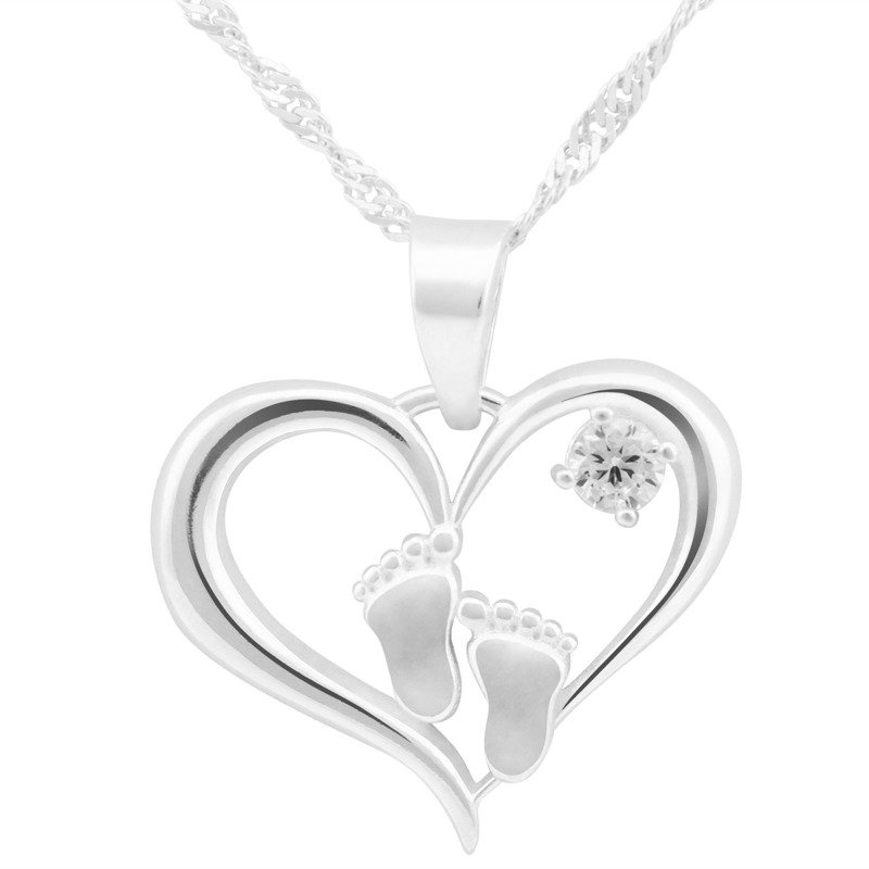 Zawieszka Stópki w Sercu Srebro 925