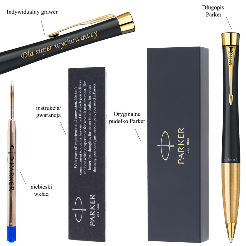 Parker Urban czarny MUTED BLACK GT Długopis Etui