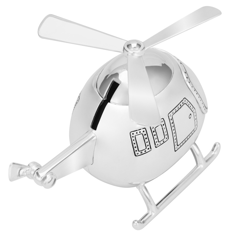Posrebrzana skarbonka helikopter