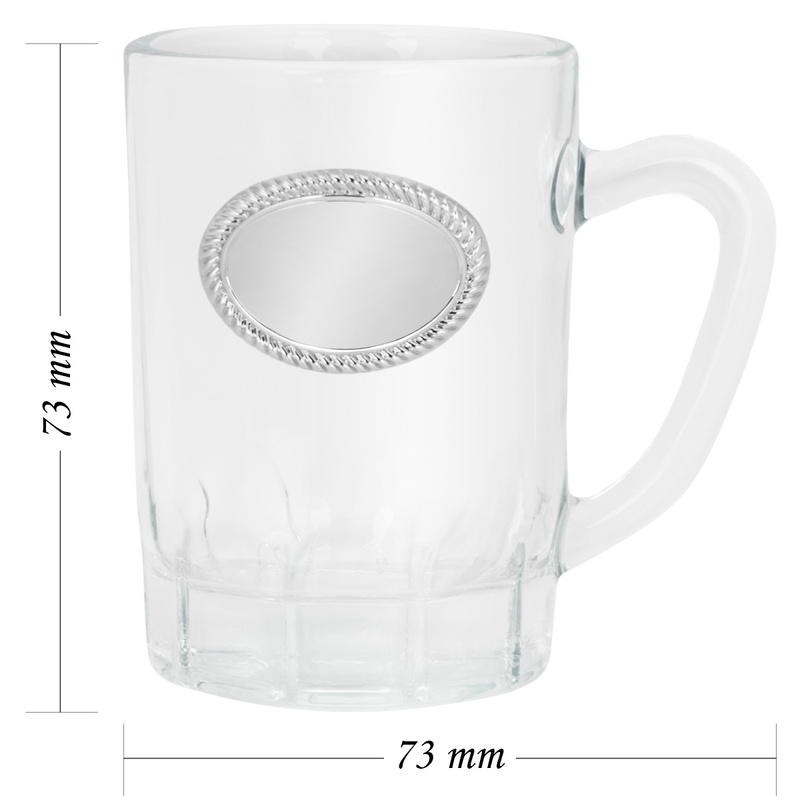 Mini Kufel szklany z posrebrzana etykietą 75ml