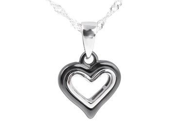 Srebrna zawieszka pr.925 Czarna Ceramika Serce