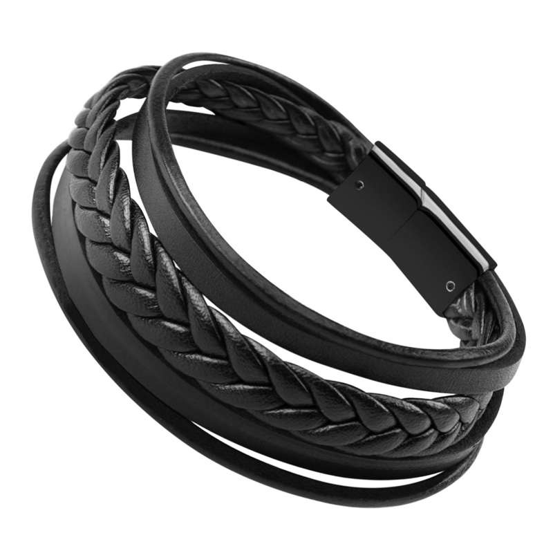 Bransoletka ze stali szlachetnej z rzemykami 