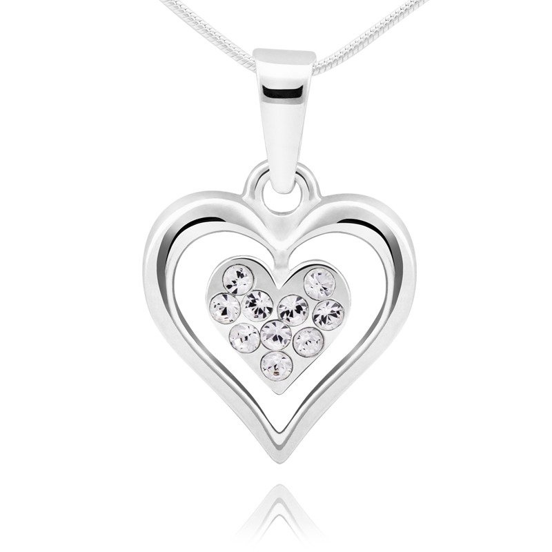 Wisiorek serce w sercu z cyrkoniami srebro pr. 925