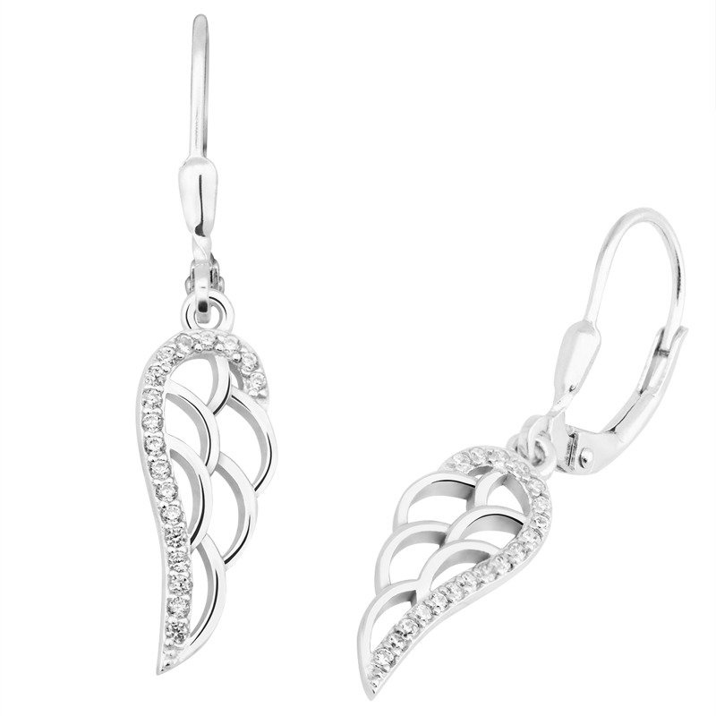 Kolczyki skrzydło z cyrkoniami