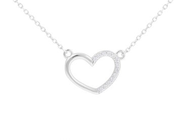 Srebrny Naszyjnik pr. 925 serce z cyrkoniami 42-45 cm regulowane
