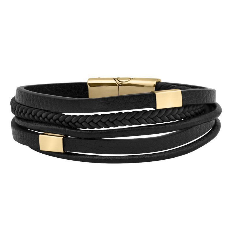 Bransoletka warkocz z ekoskóry stal 316 L 