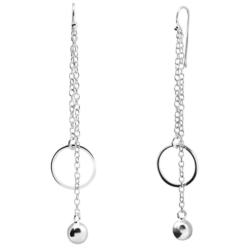 Srebrne długie kolczyki z kółkiem oraz kulką pr. 925