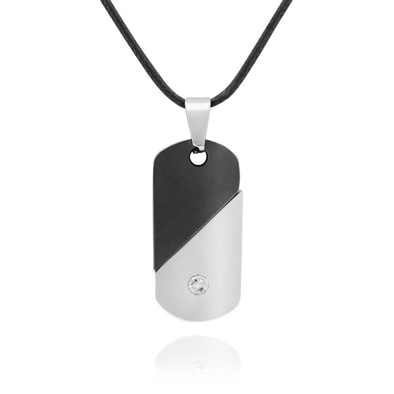 Naszyjnik ze stali z cyrkonią i Dedykacją