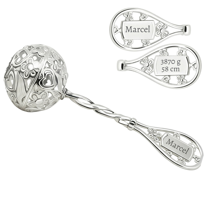 Grzechotka Srebrna 925 pamiątka na Chrzest