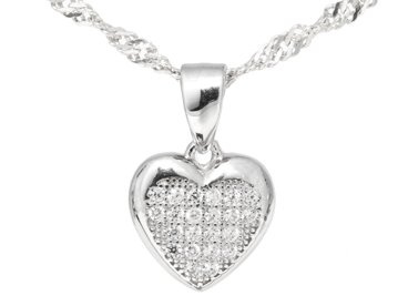 Srebrna zawieszka mała pr. 925 serce mikrosetting