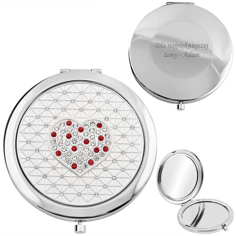 Lusterko serduszko z cyrkoniami 