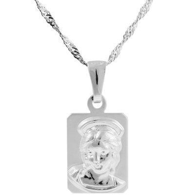 Srebrny Duży medalik Matka Boska Wypukły