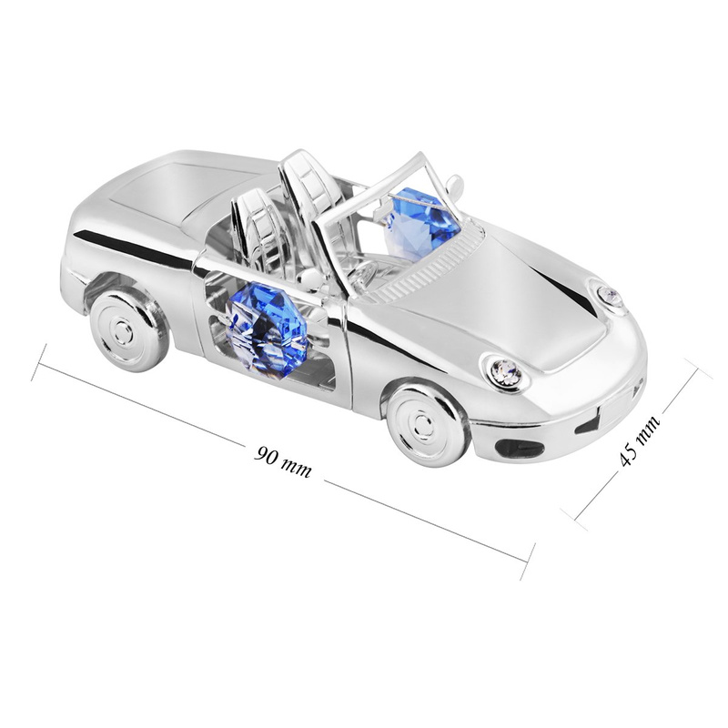 Srebrne Auto Niebieskie Kryształy Swarovski