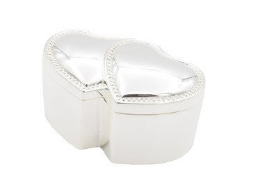 Posrebrzane pudełko etui na obrączki serca