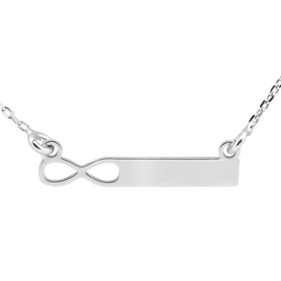 Srebrny naszyjnik pr. 925 Nieskończoność z blaszką