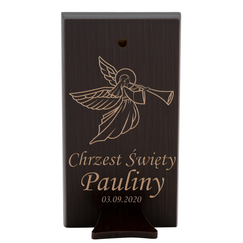 Obrazek Srebrny Anioł Stróż 14,3x7,3 cm Pamiątka Chrztu