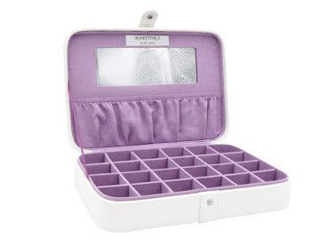 Duża beżowa szkatułka z eko-skóry