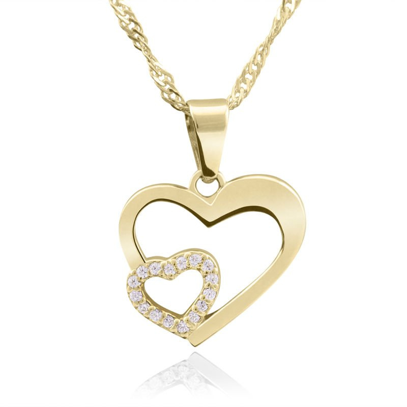 Złoty Wisiorek wyciete serce z cyrkoniami pr. 585