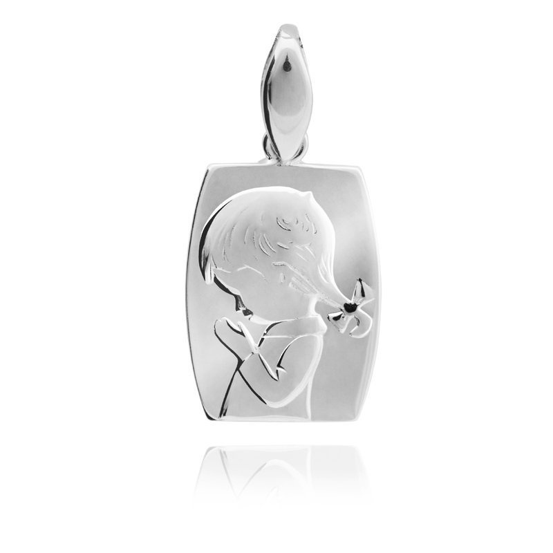 Srebrny medalik - modlące się dziecko Grawer