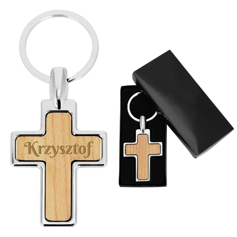Brelok Krzyżyk drewno