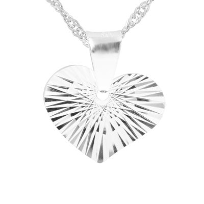 Wisiorek duże Serce z diamentowym wzorem Srebro 925