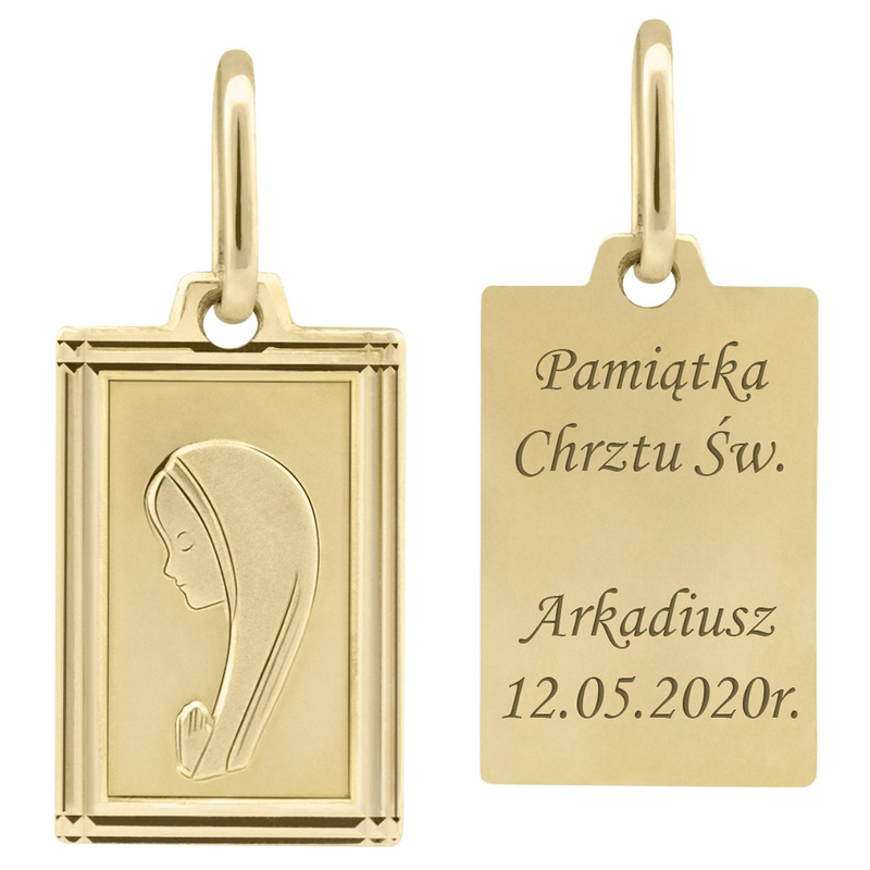 Złoty medalik z Matką Boską w ramce pr. 585