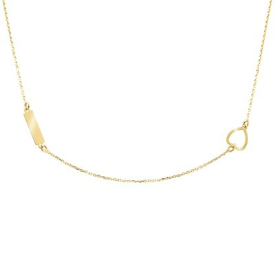 Pozłacany Srebrny Naszyjnik pr. 925 serduszko i blaszka Prezent