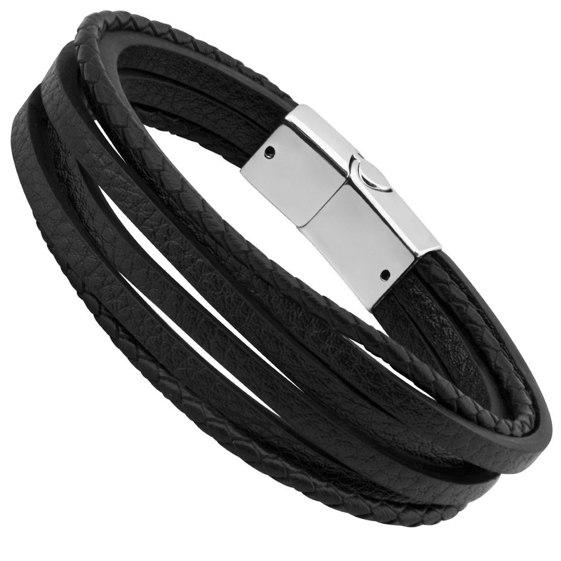 Bransoletka z eko skóry stal 316 L