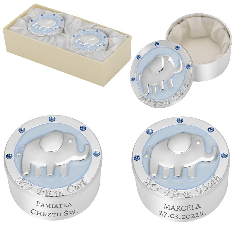 Puzderka na pierwszy ząbek i pukiel włosów.