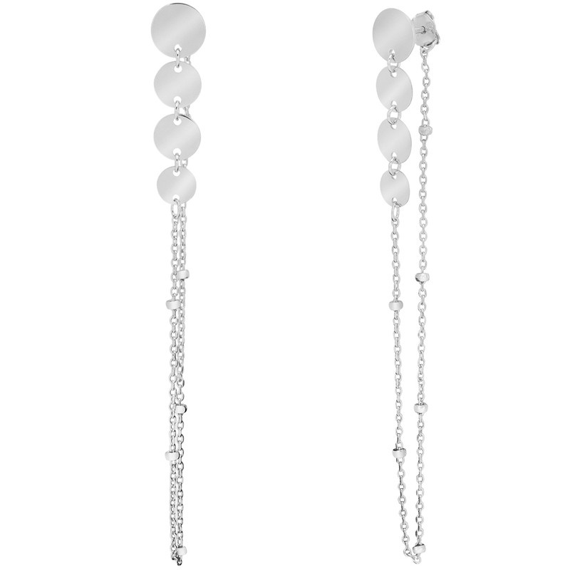 Srebrne kolczyki pr. 925 kółka z łańcuszkiem i kuleczkami