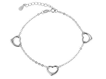 Bransoletka srebrna z małymi sercami pr. 925