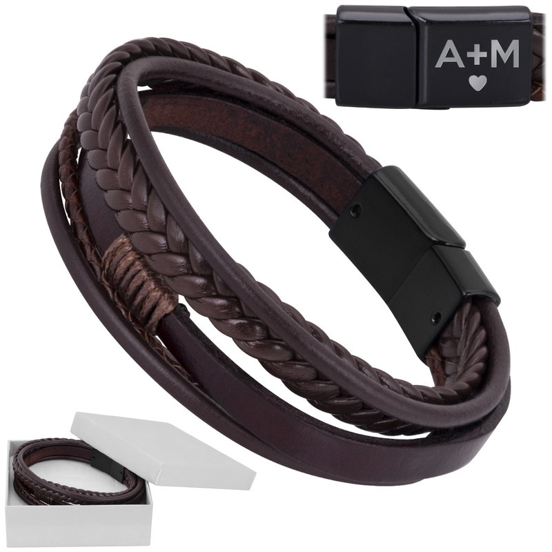 Bransoletka warkocz skóra