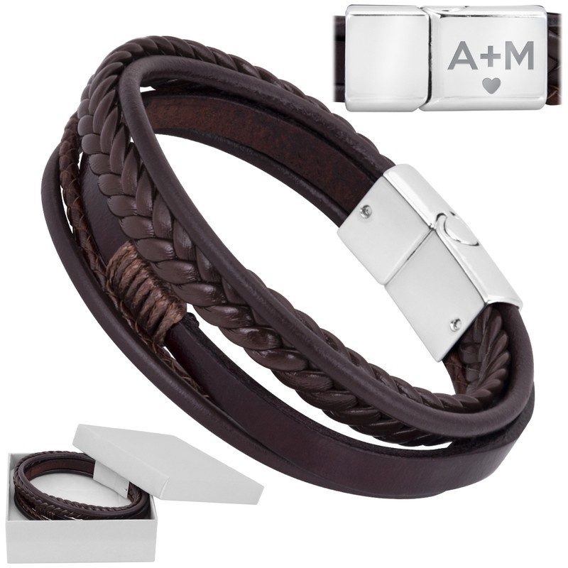 Bransoletka warkocz z ekoskóry stal 316 L