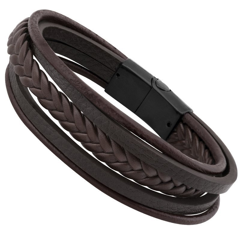 Bransoletka ze stali szlachetnej z rzemykami 