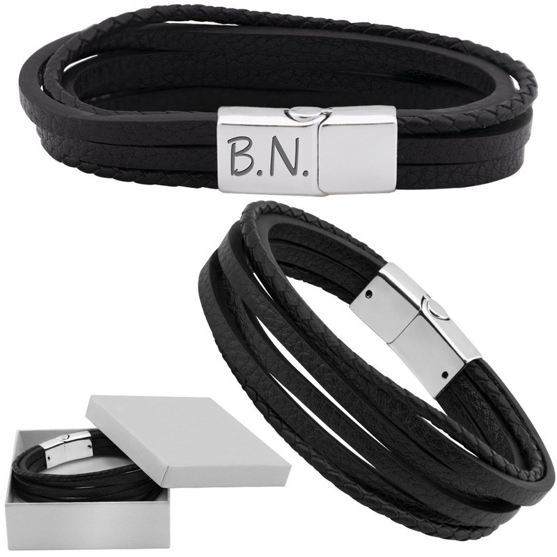Bransoletka z eko skóry stal 316 L