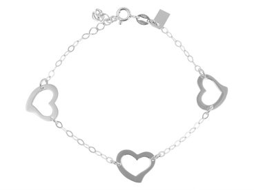 Bransoletka srebrna z sercami i blaszką