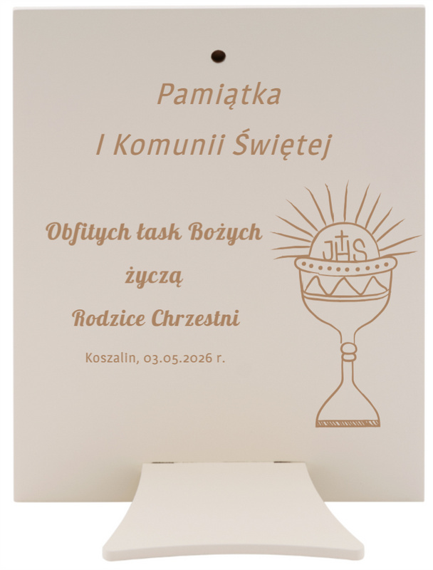 Srebrny obrazek chłopiec pamiątka na I Komunię Św.
