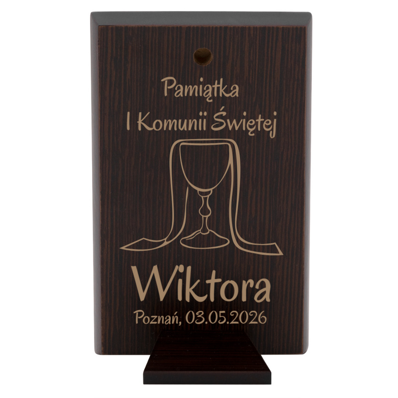Obrazek Srebrny Chłopiec Pamiątka na I Komunię Św. Grawer 6,5x11 cm