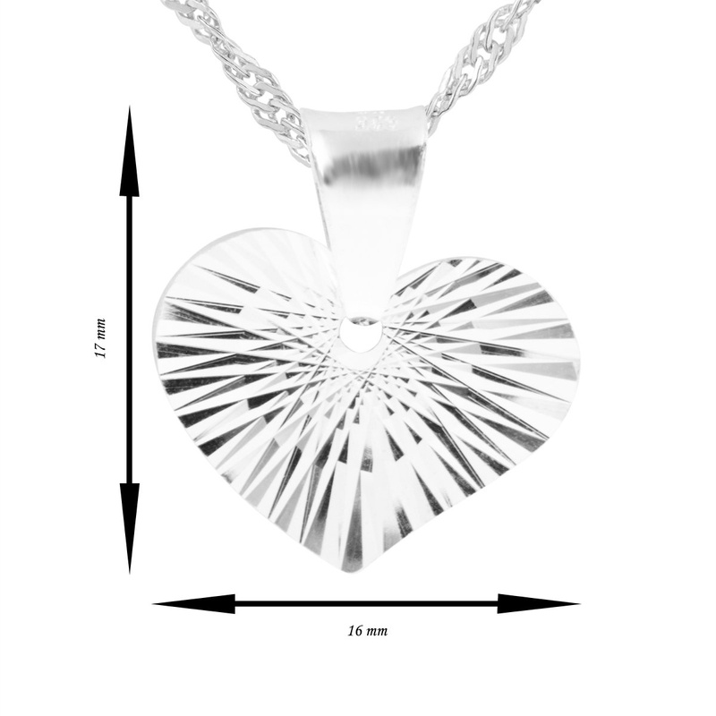 Wisiorek duże Serce z diamentowym wzorem Srebro 925