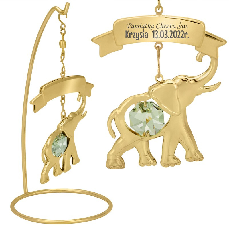 Figurka ze słoniem w kolorze złotym / Z austriackim kryształem.