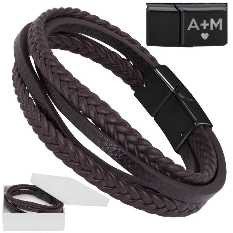 Bransoletka warkocz z ekoskóry stal 316 L