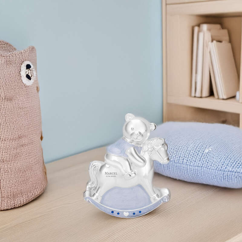 Skarbonka miś na koniku błękit